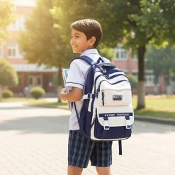 Academy Style Waterproof School Book Bag (Blue)